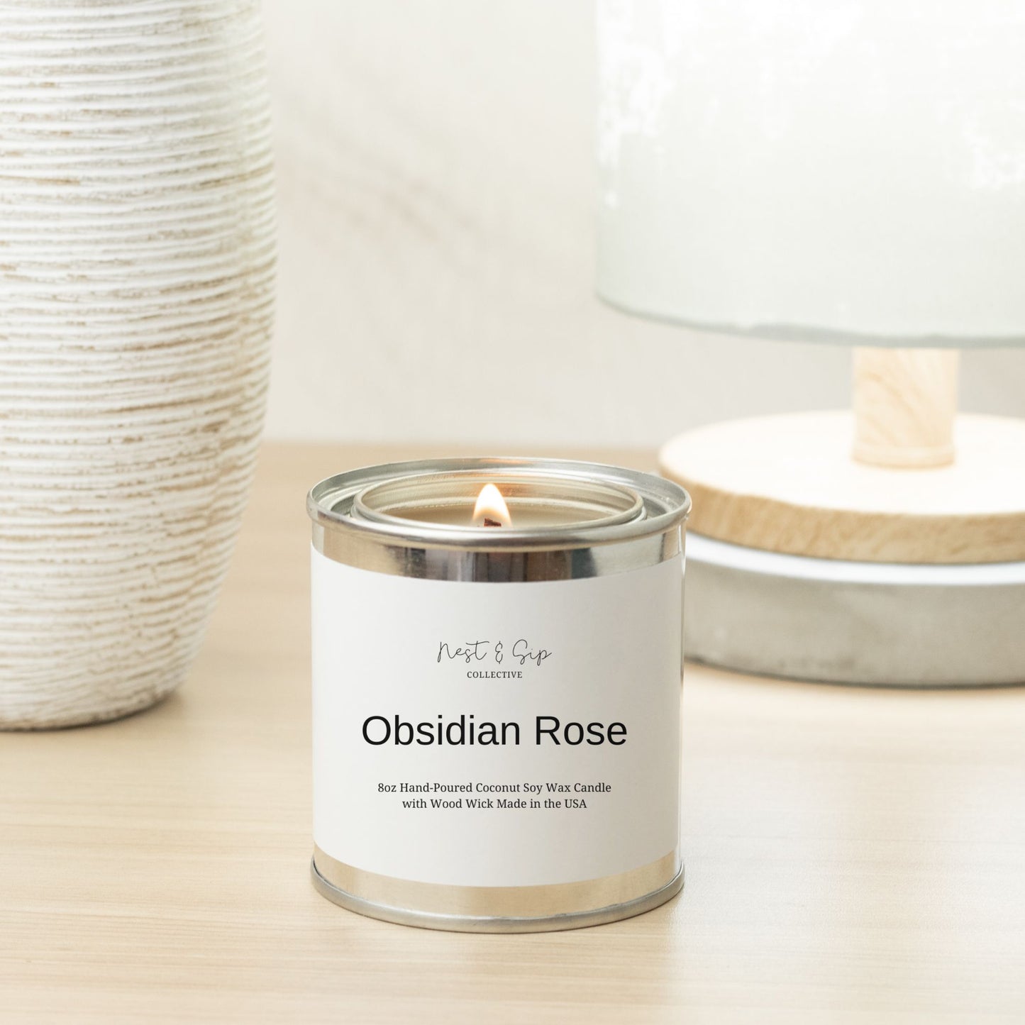 Obsidian Rose Wood Wick Candle