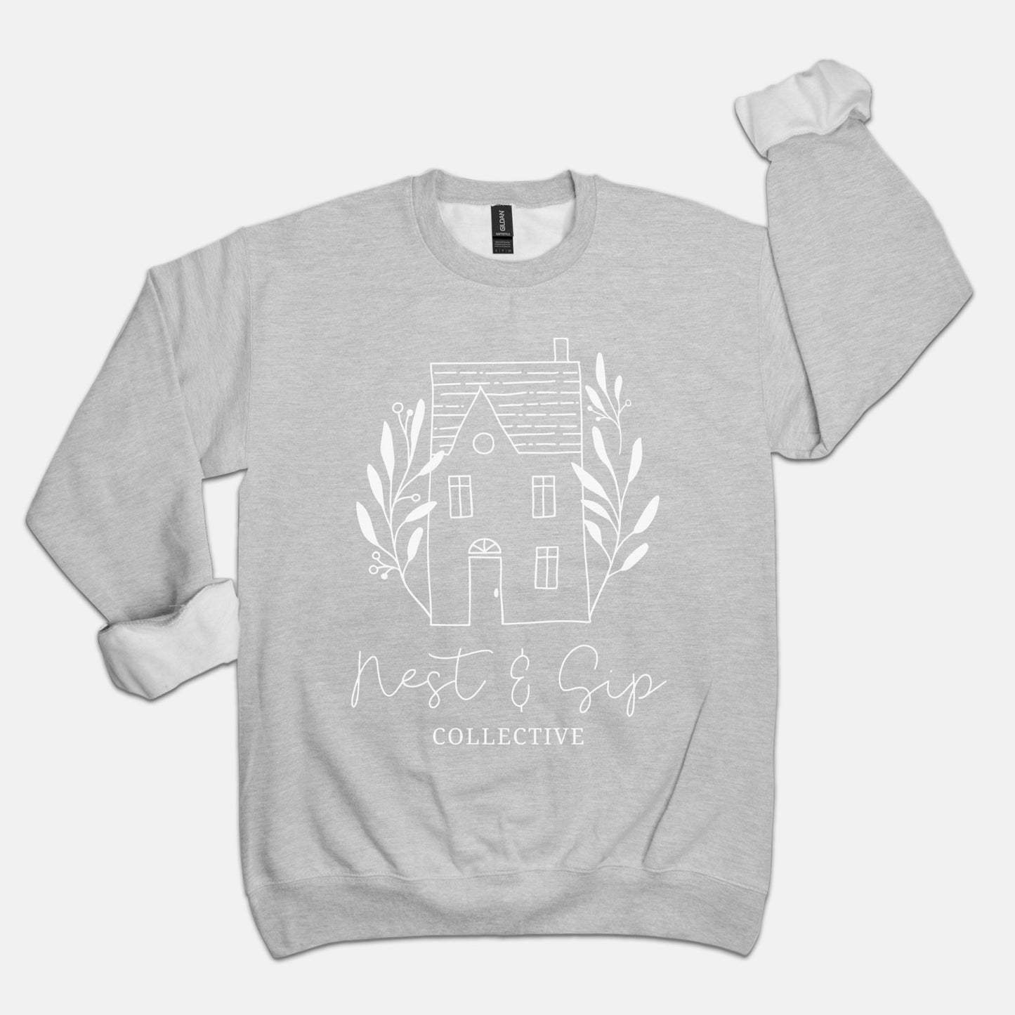 Nest & Sip Collective Brand Crew Neck Sweatshirt