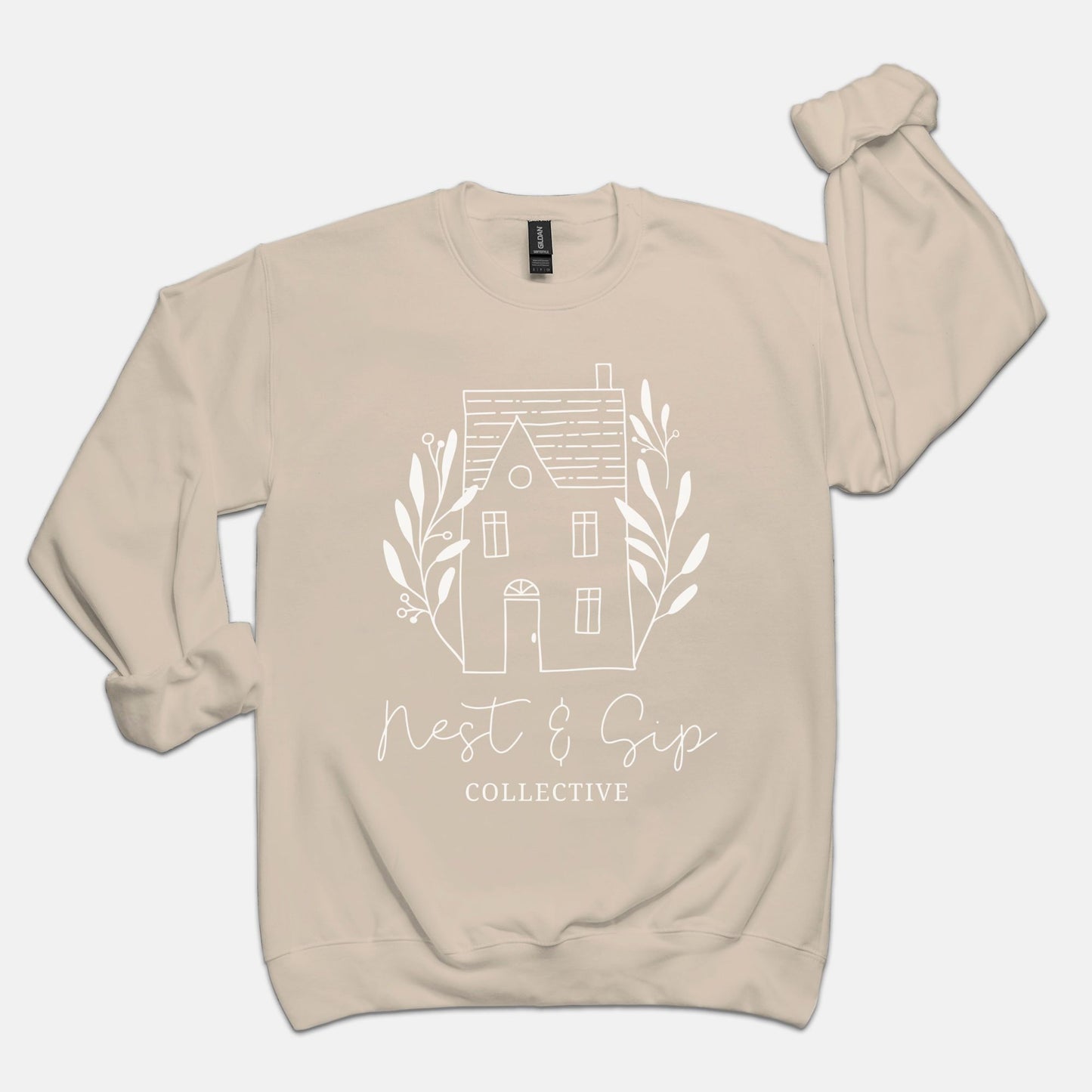 Nest & Sip Collective Brand Crew Neck Sweatshirt