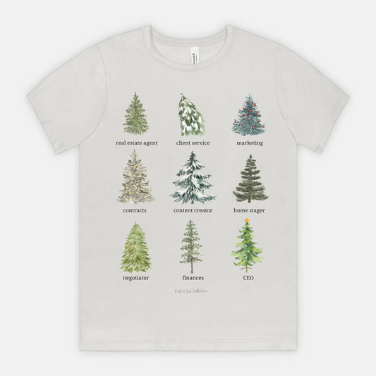 Real Estate Agent Roles Watercolor Winter Trees Tee